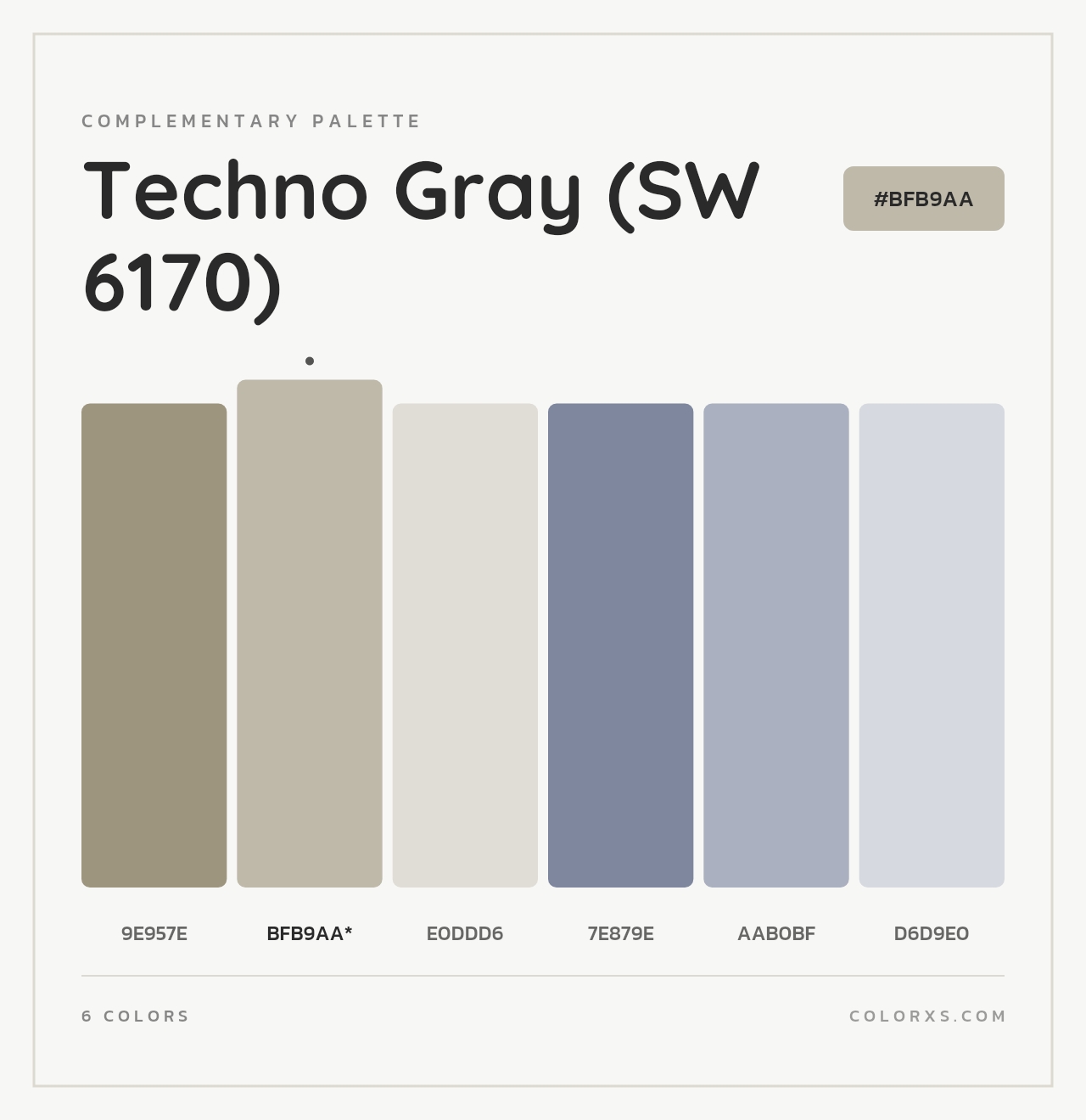 Techno Gray (SW 6170) - Complementary Color Palette