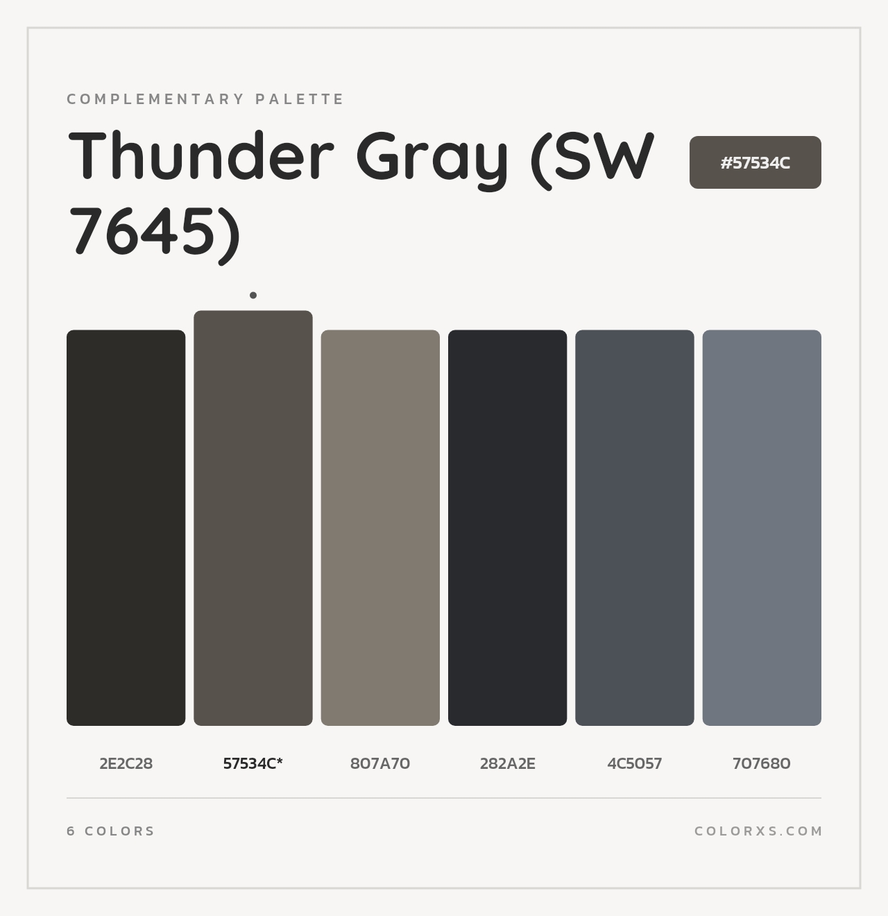 Thunder Gray (SW 7645) - Complementary Color Palette