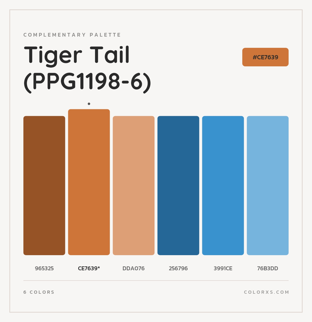 Tiger Tail (PPG1198-6) - Complementary Color Palette