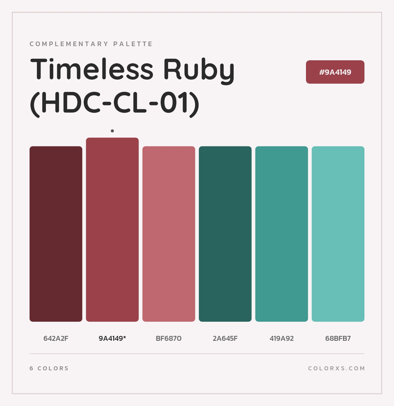 Timeless Ruby (HDC-CL-01) - Complementary Color Palette
