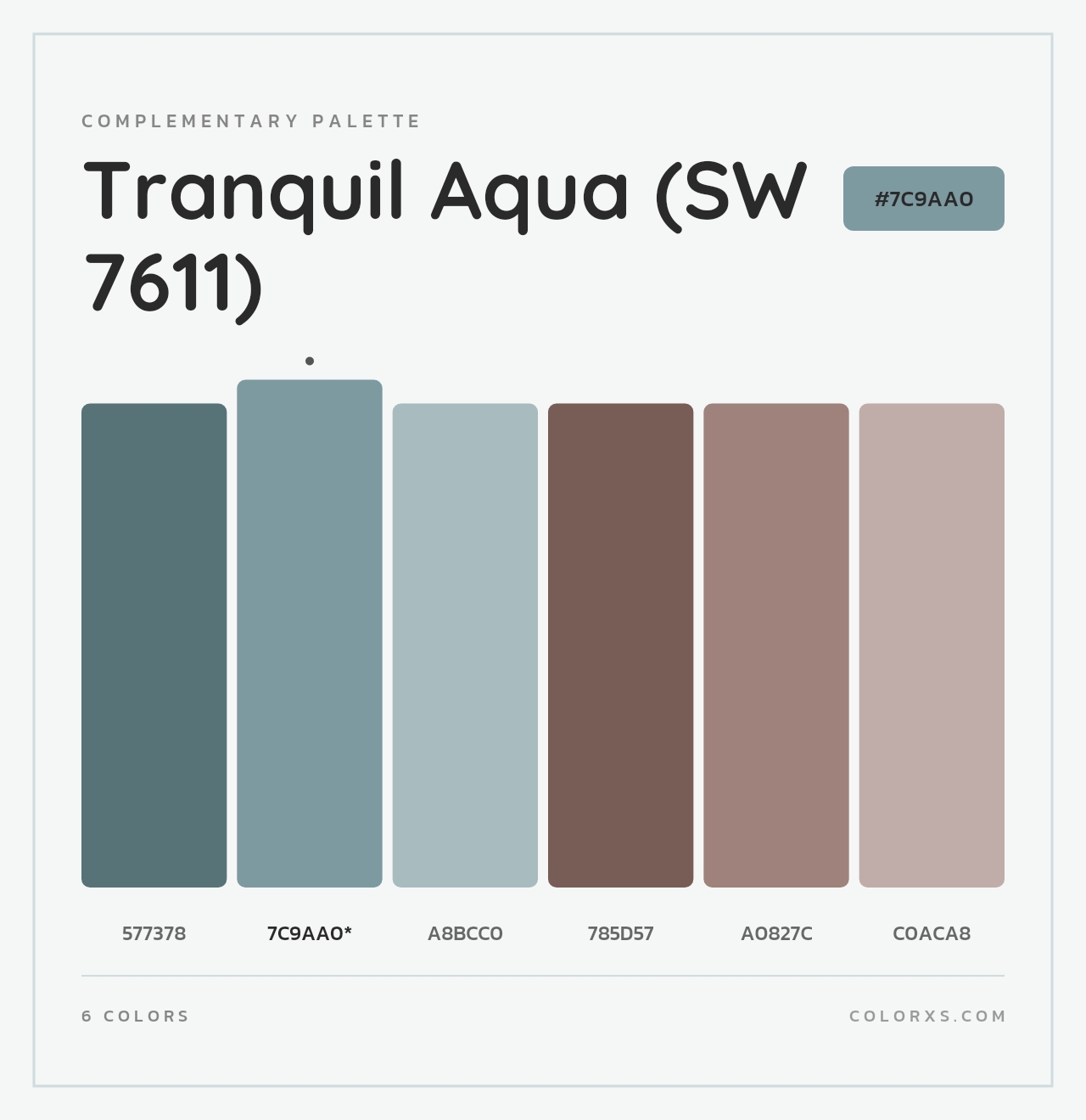 Tranquil Aqua (SW 7611) - Complementary Color Palette