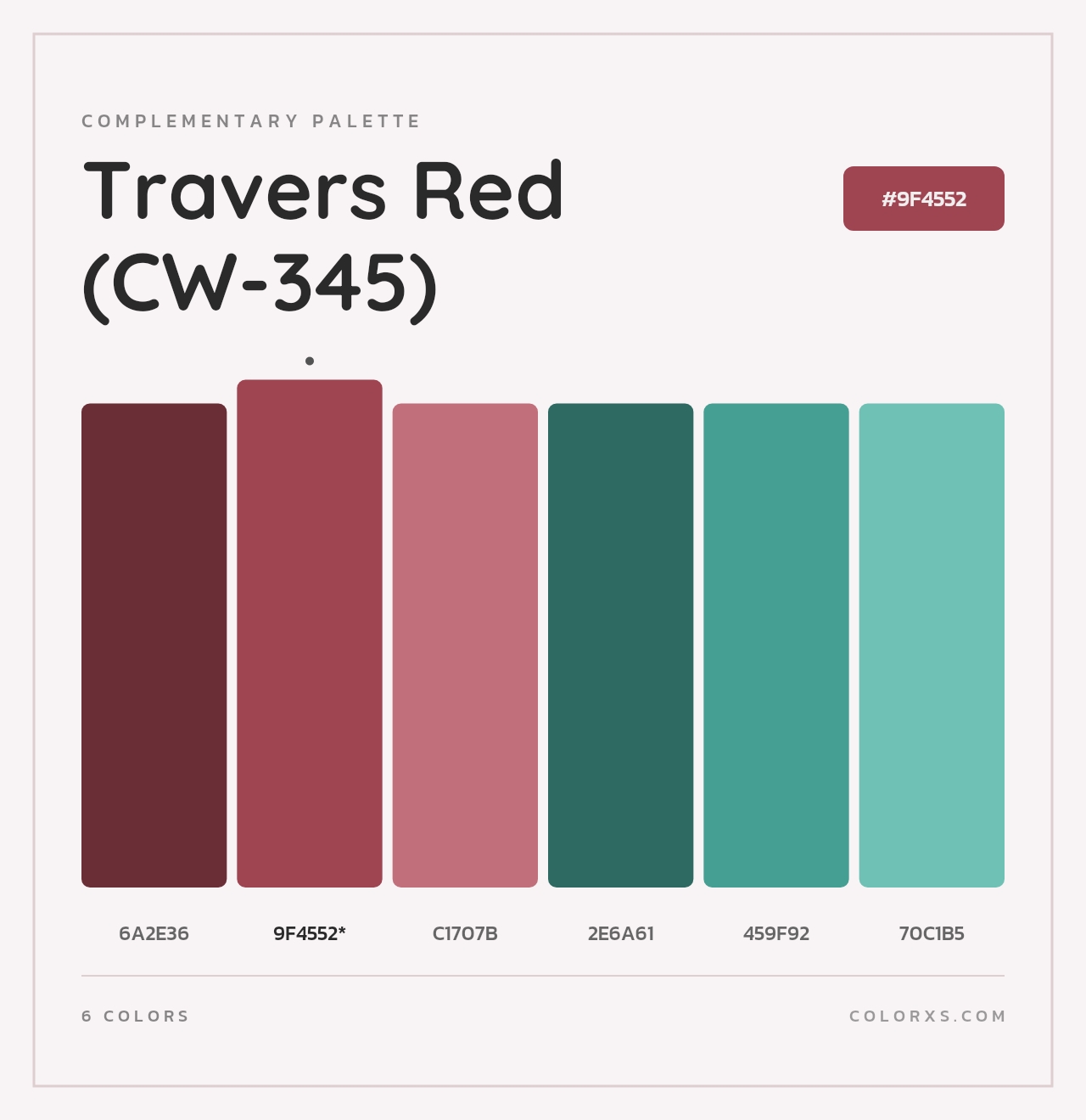 Travers Red (CW-345) - Complementary Color Palette