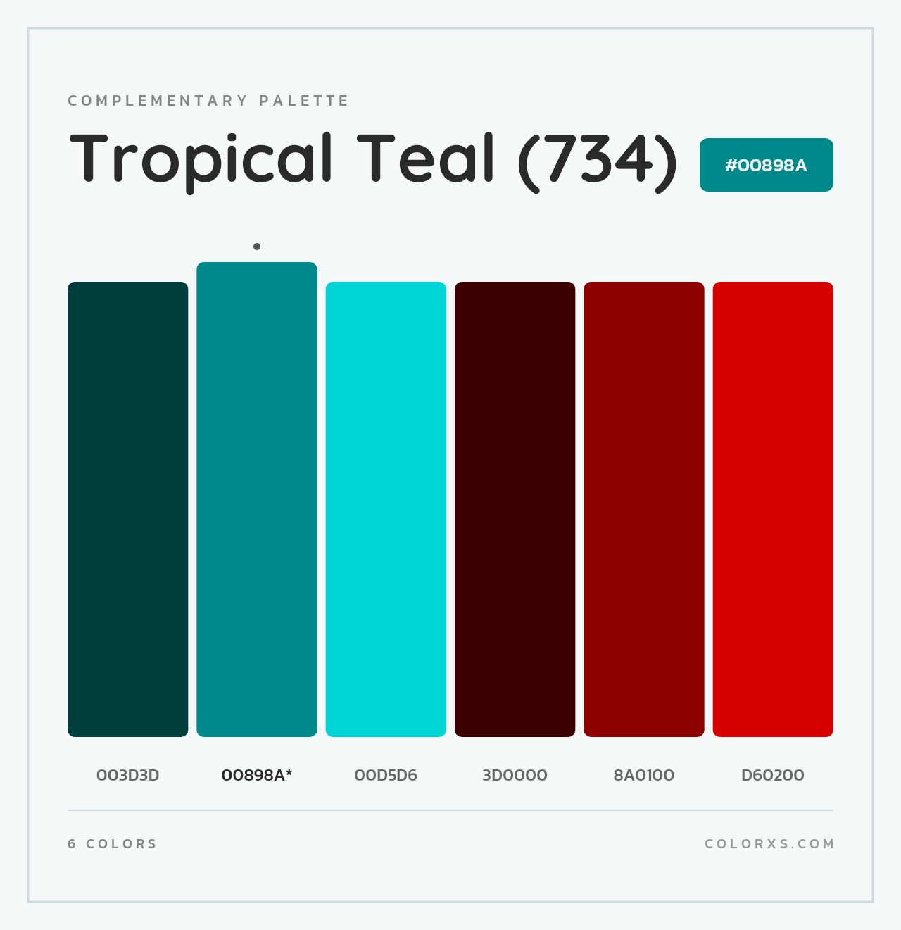 Tropical Teal (734) - Complementary Color Palette