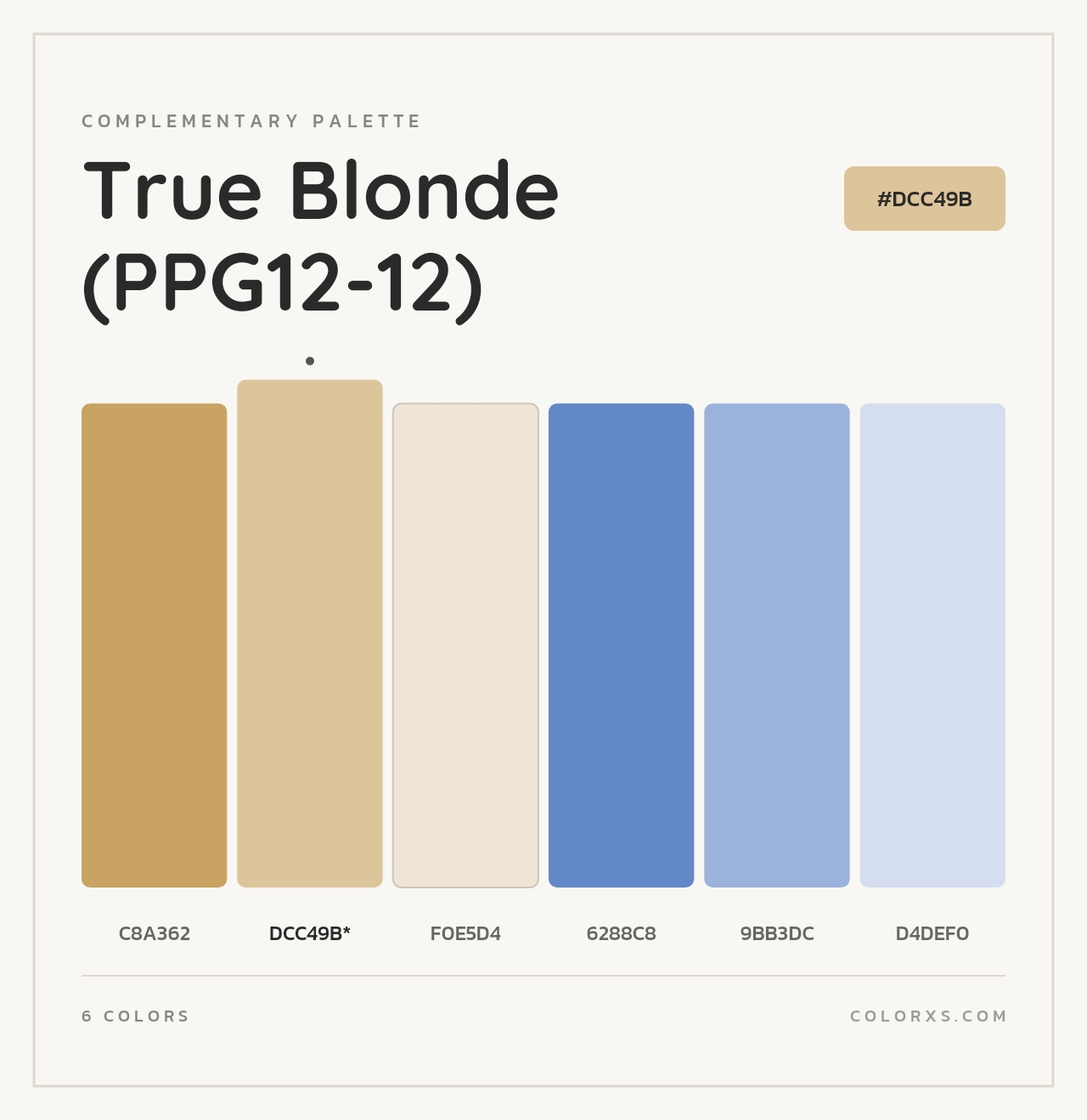 True Blonde (PPG12-12) - Complementary Color Palette