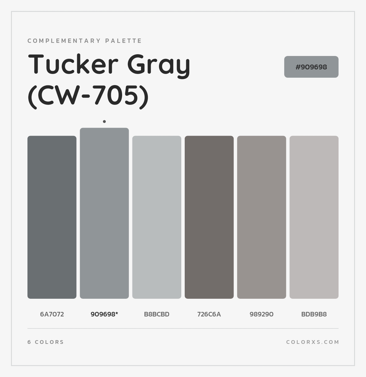 Tucker Gray (CW-705) - Complementary Color Palette