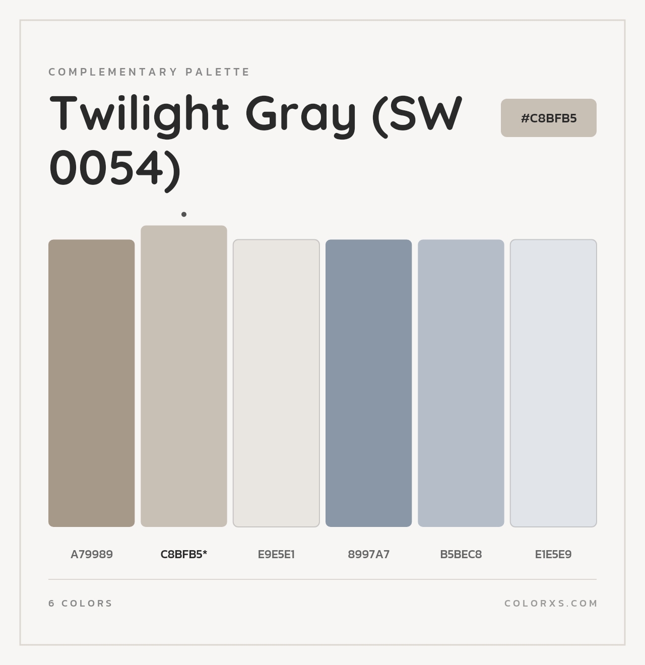 Twilight Gray (SW 0054) - Complementary Color Palette