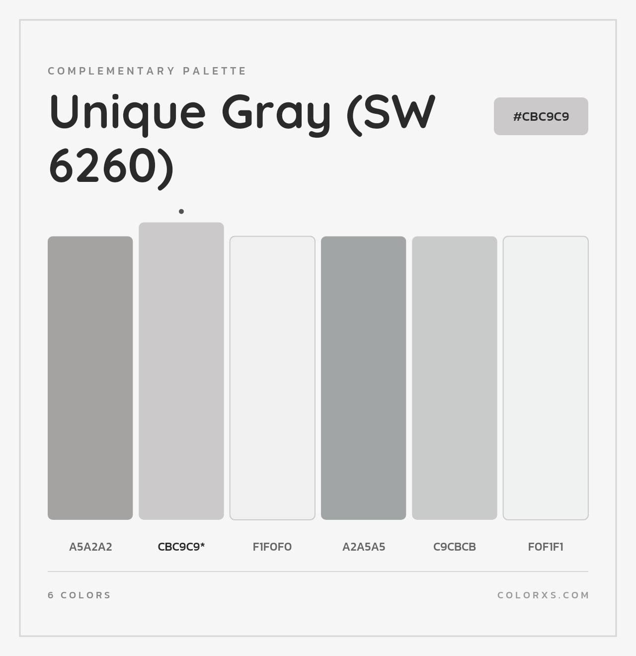 Unique Gray (SW 6260) - Complementary Color Palette