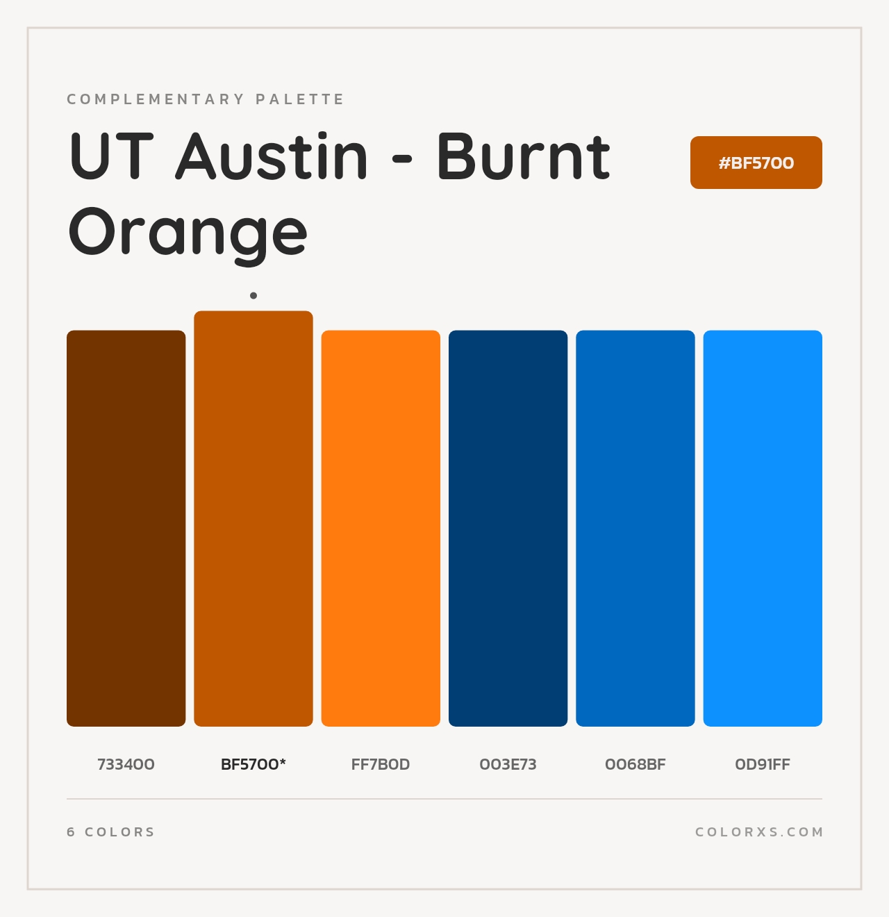 UT Austin - Burnt Orange - Complementary Color Palette