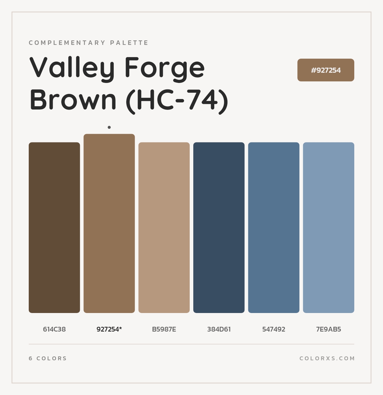 Valley Forge Brown (HC-74) - Complementary Color Palette