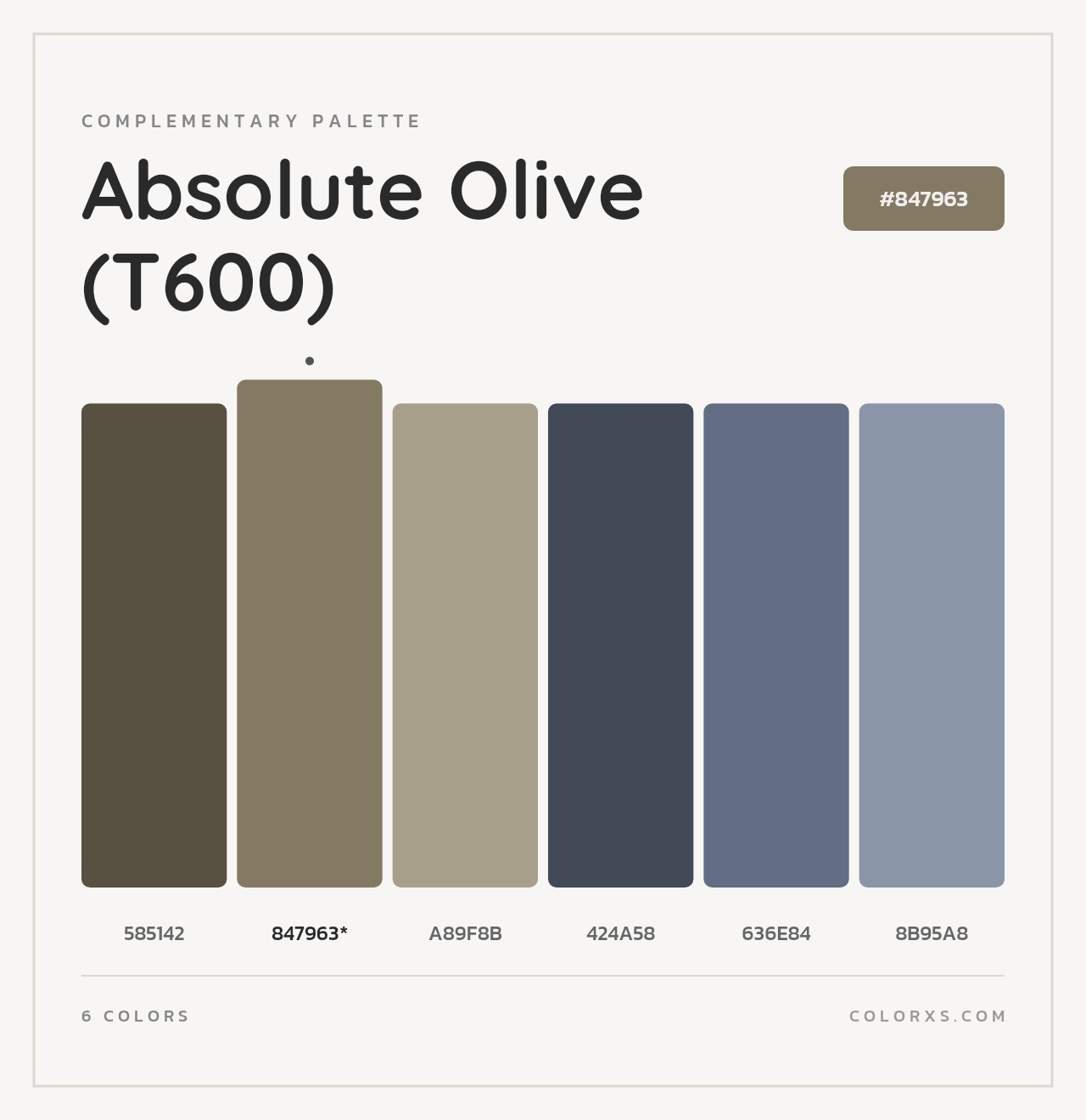 Absolute Olive (T600) - Complementary Color Palette