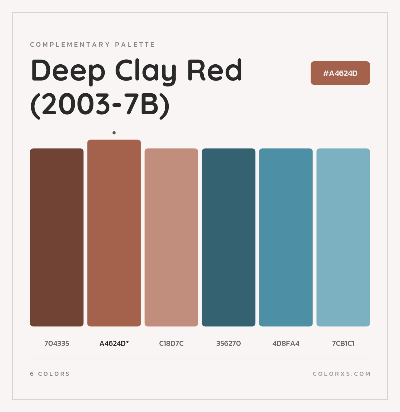 Deep Clay Red (2003-7B) - Complementary Color Palette