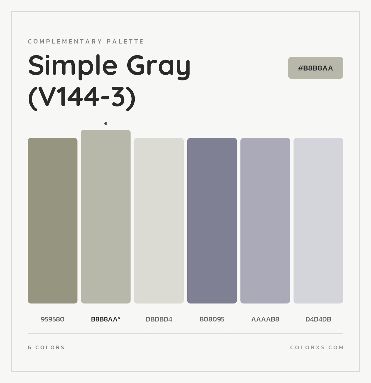 Simple Gray (V144-3) - Complementary Color Palette