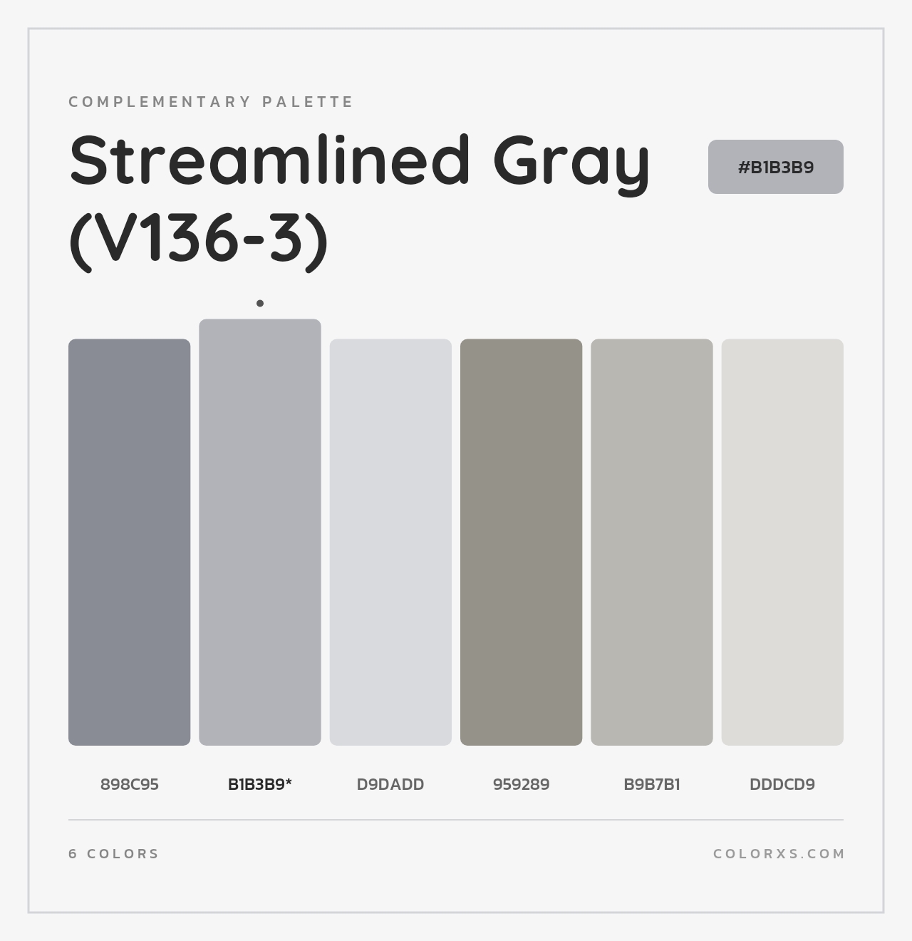 Streamlined Gray (V136-3) - Complementary Color Palette