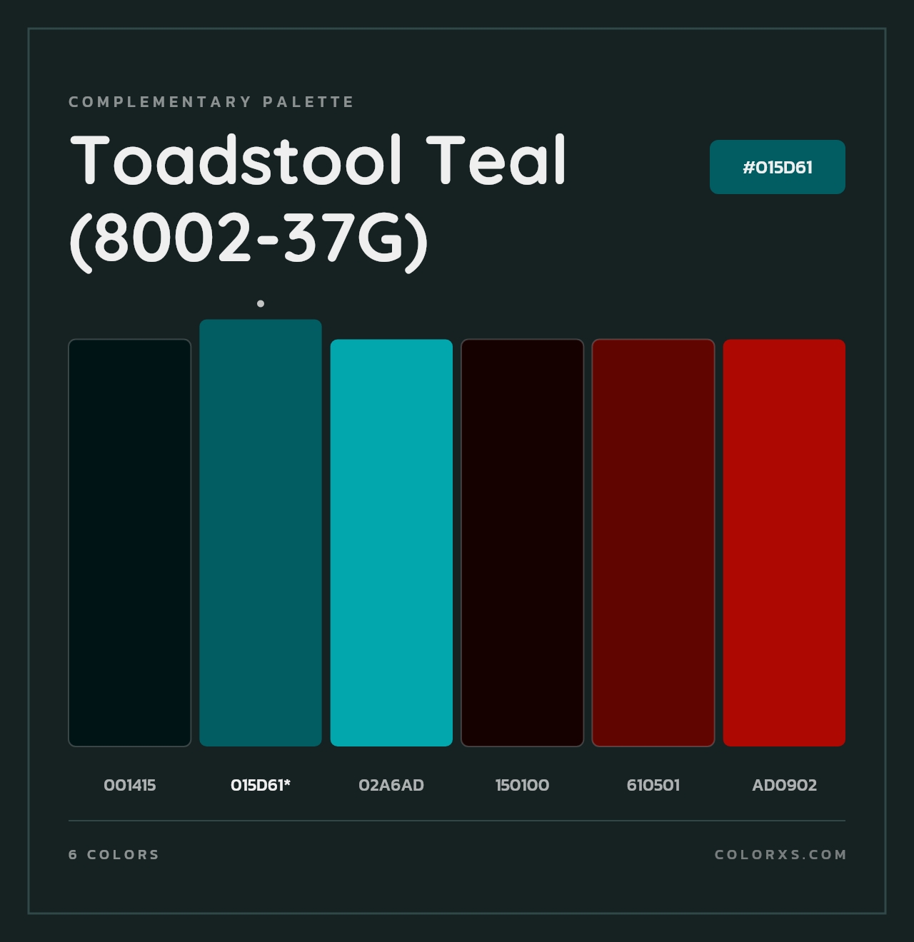 Toadstool Teal (8002-37G) - Complementary Color Palette