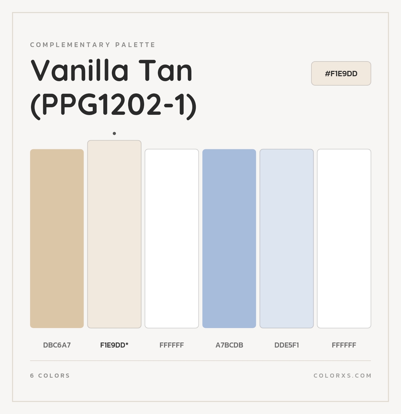 Vanilla Tan (PPG1202-1) - Complementary Color Palette