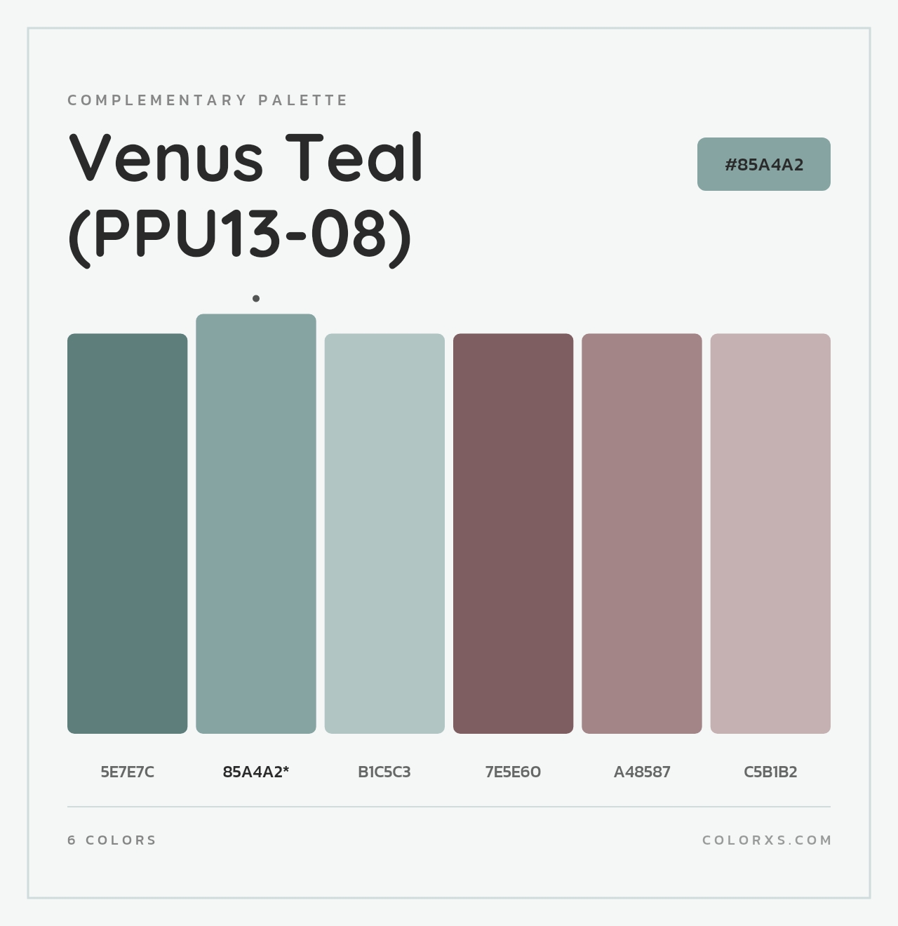 Venus Teal (PPU13-08) - Complementary Color Palette