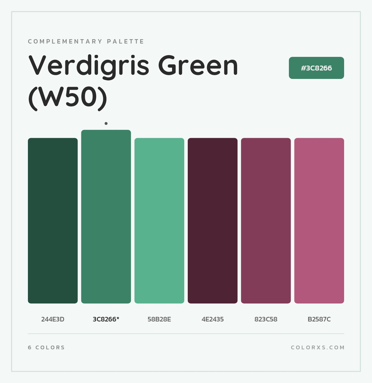 Verdigris Green (W50) - Complementary Color Palette