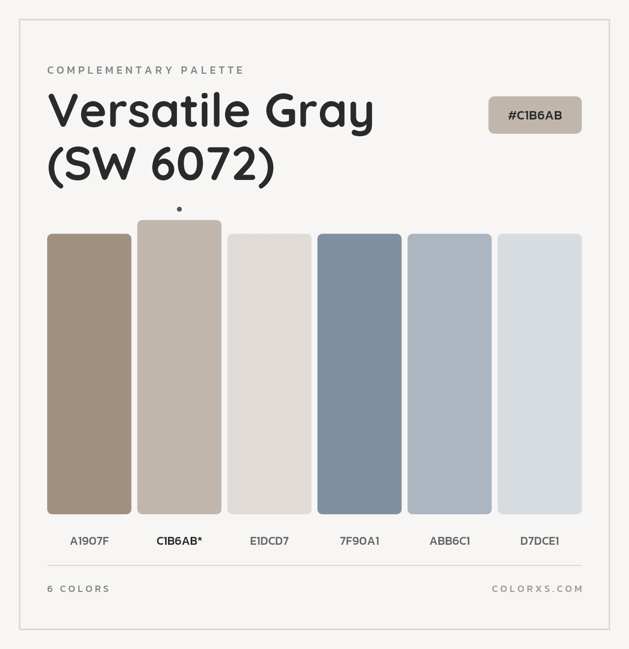 Versatile Gray (SW 6072) - Complementary Color Palette
