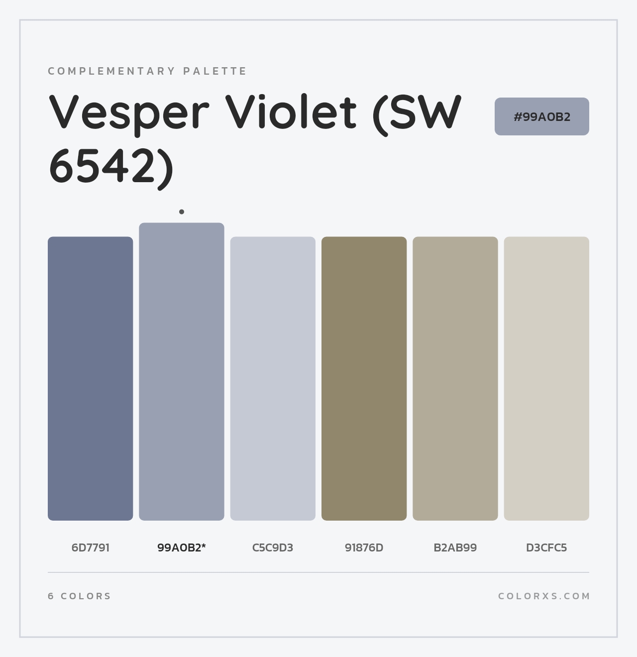 Vesper Violet (SW 6542) - Complementary Color Palette