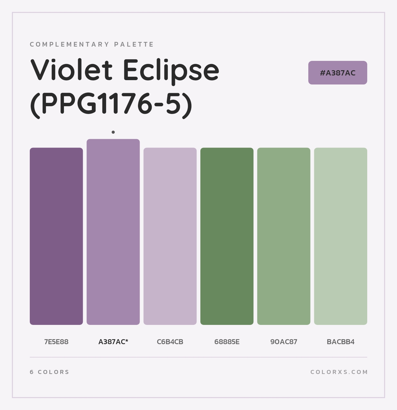Violet Eclipse (PPG1176-5) - Complementary Color Palette