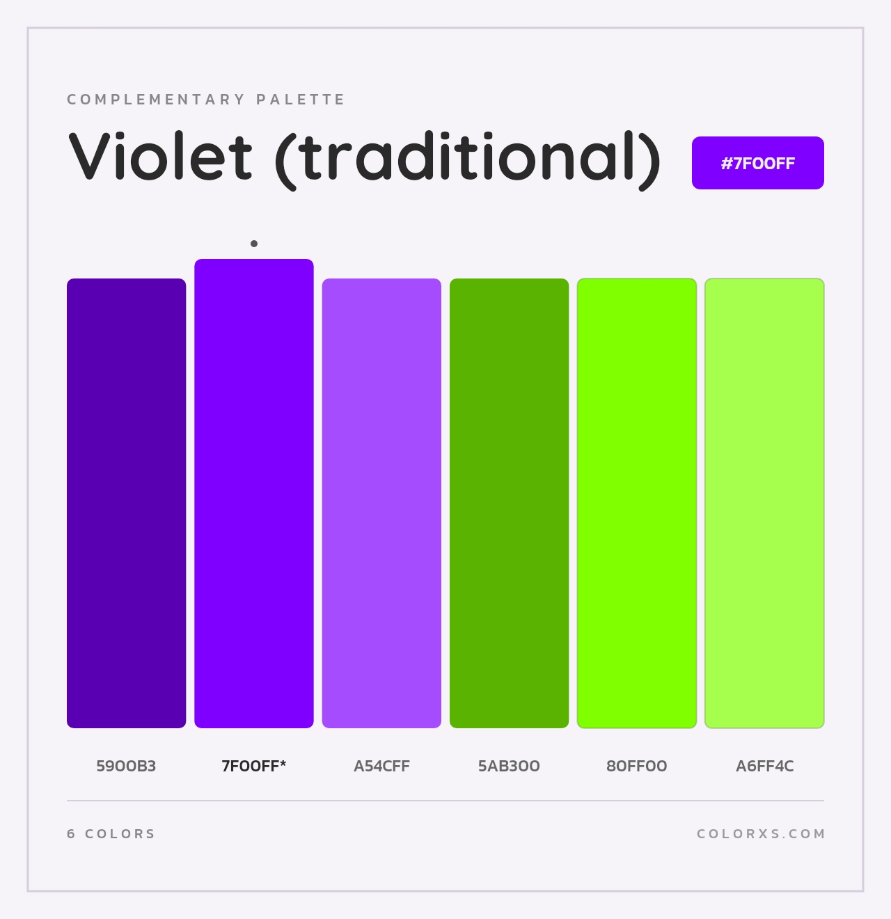Violet (traditional) - Complementary Color Palette