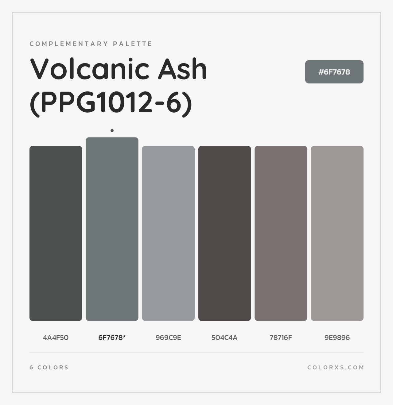 Volcanic Ash (PPG1012-6) - Complementary Color Palette