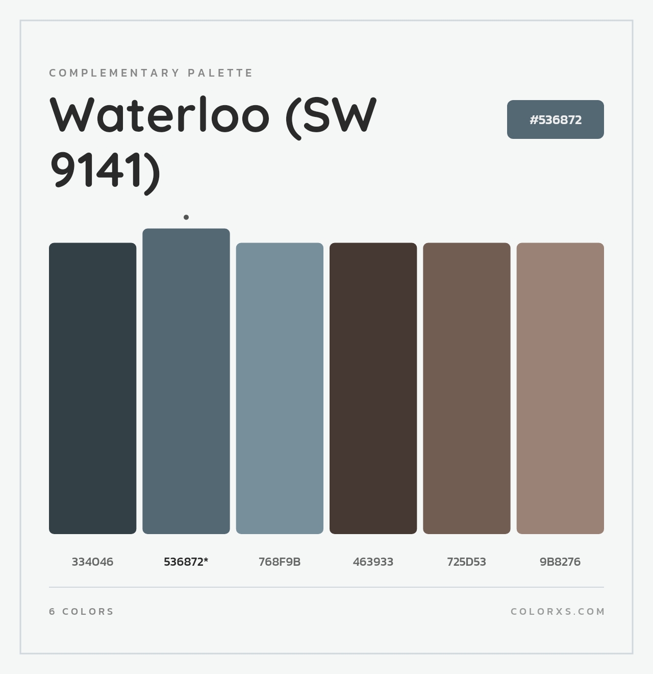 Waterloo (SW 9141) - Complementary Color Palette