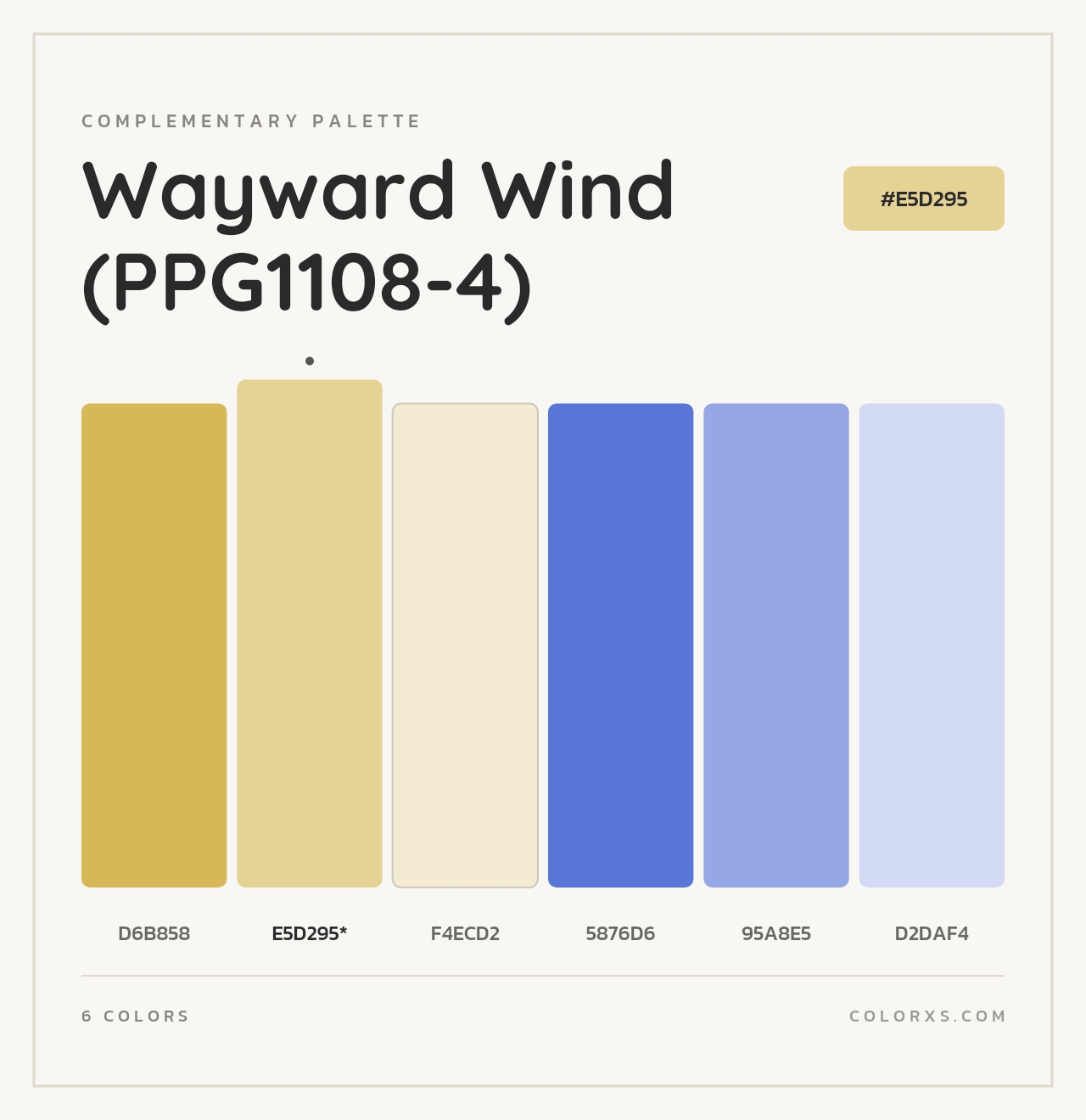 Wayward Wind (PPG1108-4) - Complementary Color Palette