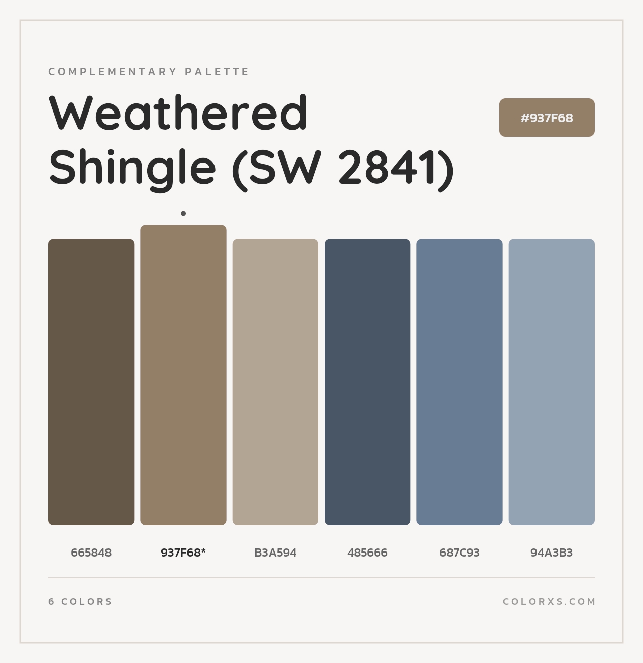 Weathered Shingle (SW 2841) - Complementary Color Palette