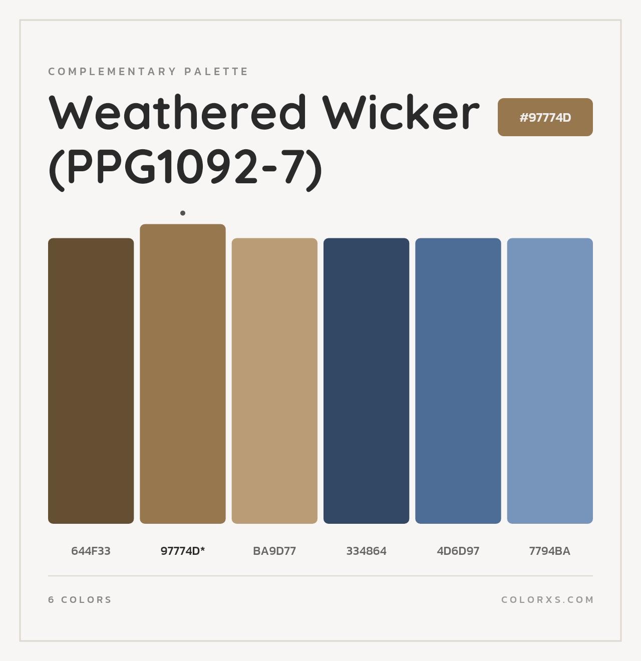 Weathered Wicker (PPG1092-7) - Complementary Color Palette