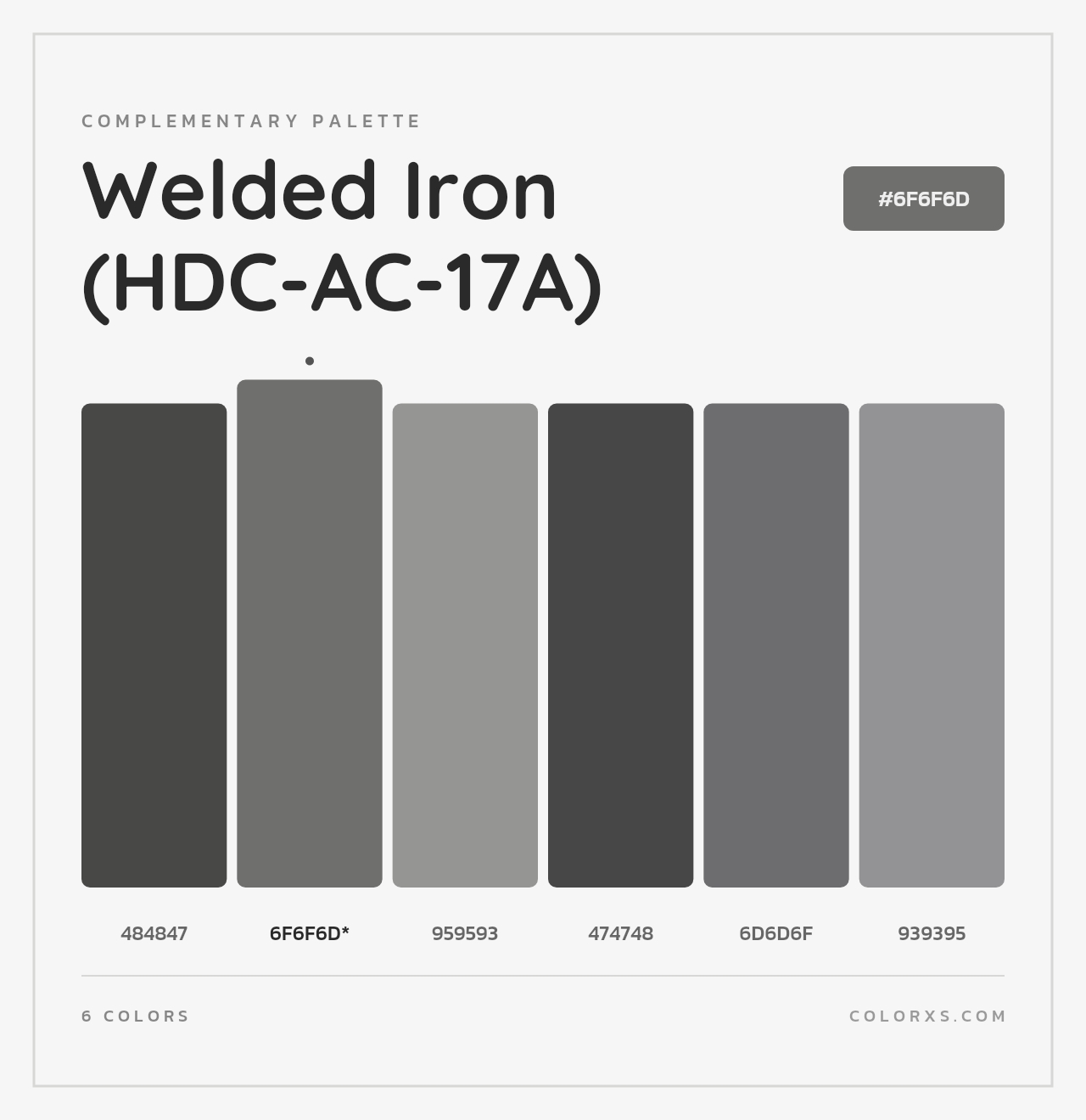 Welded Iron (HDC-AC-17A) - Complementary Color Palette