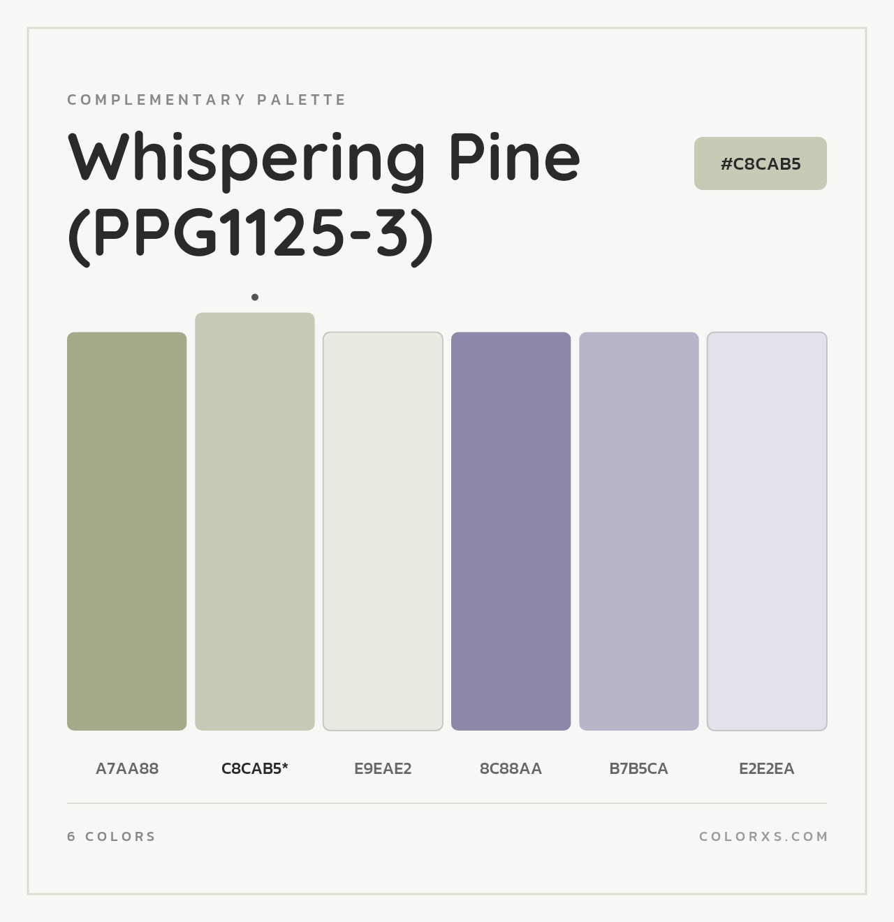 Whispering Pine (PPG1125-3) - Complementary Color Palette