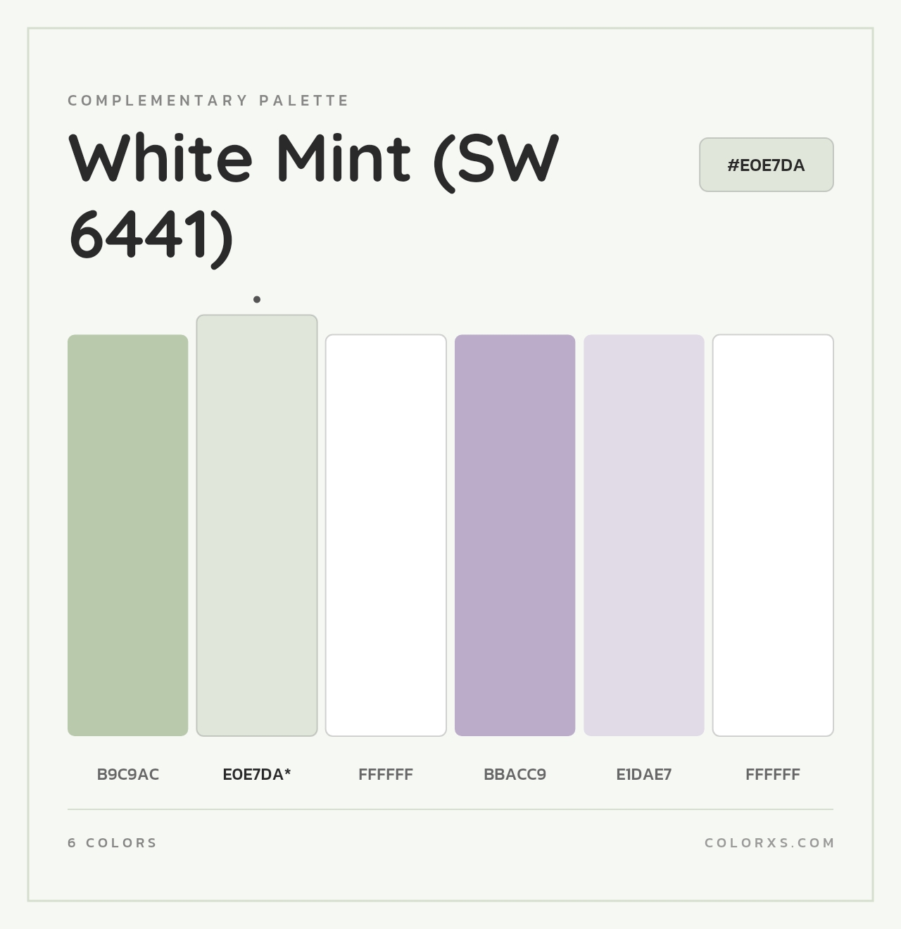 White Mint (SW 6441) - Complementary Color Palette