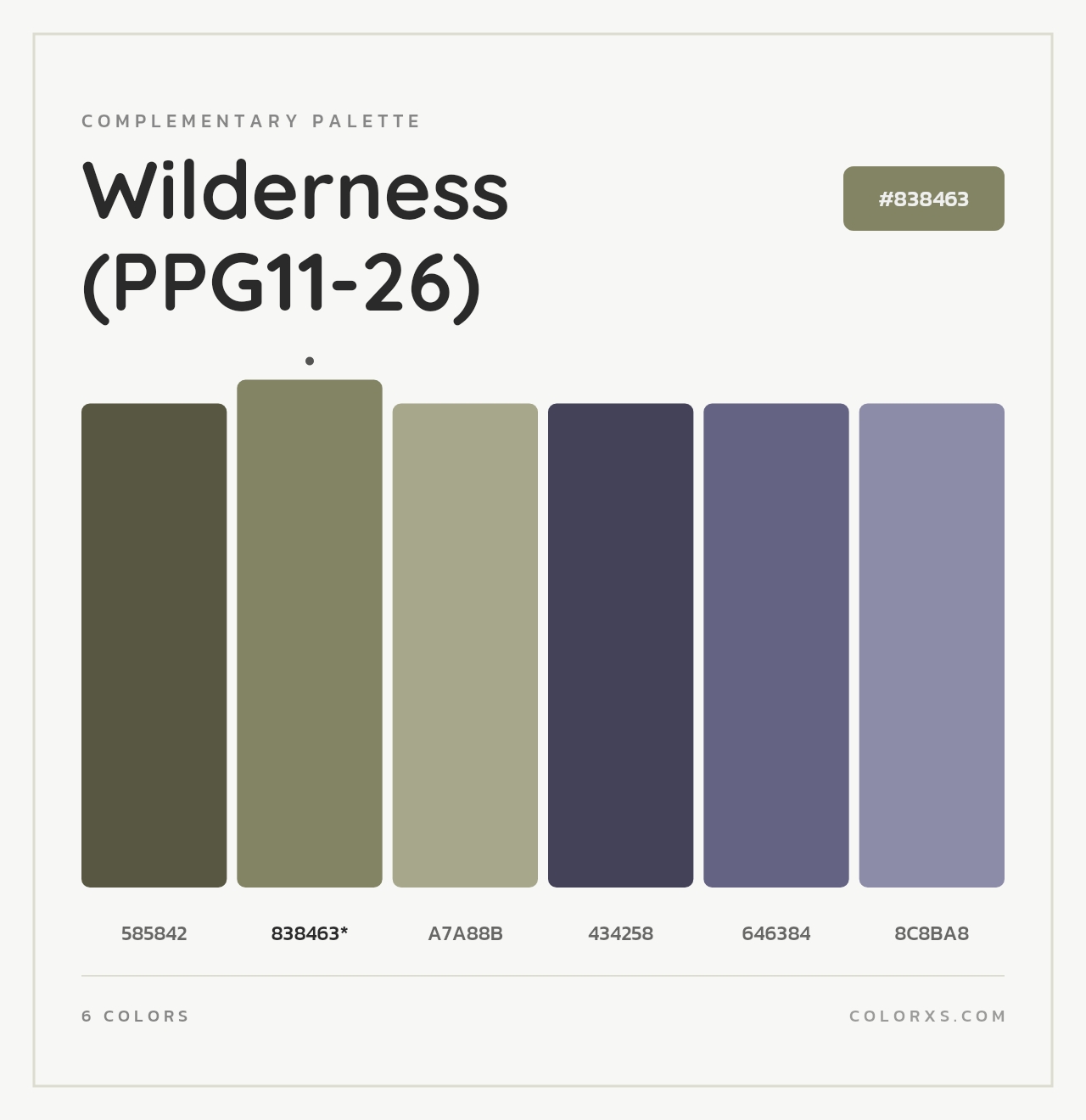 Wilderness (PPG11-26) - Complementary Color Palette
