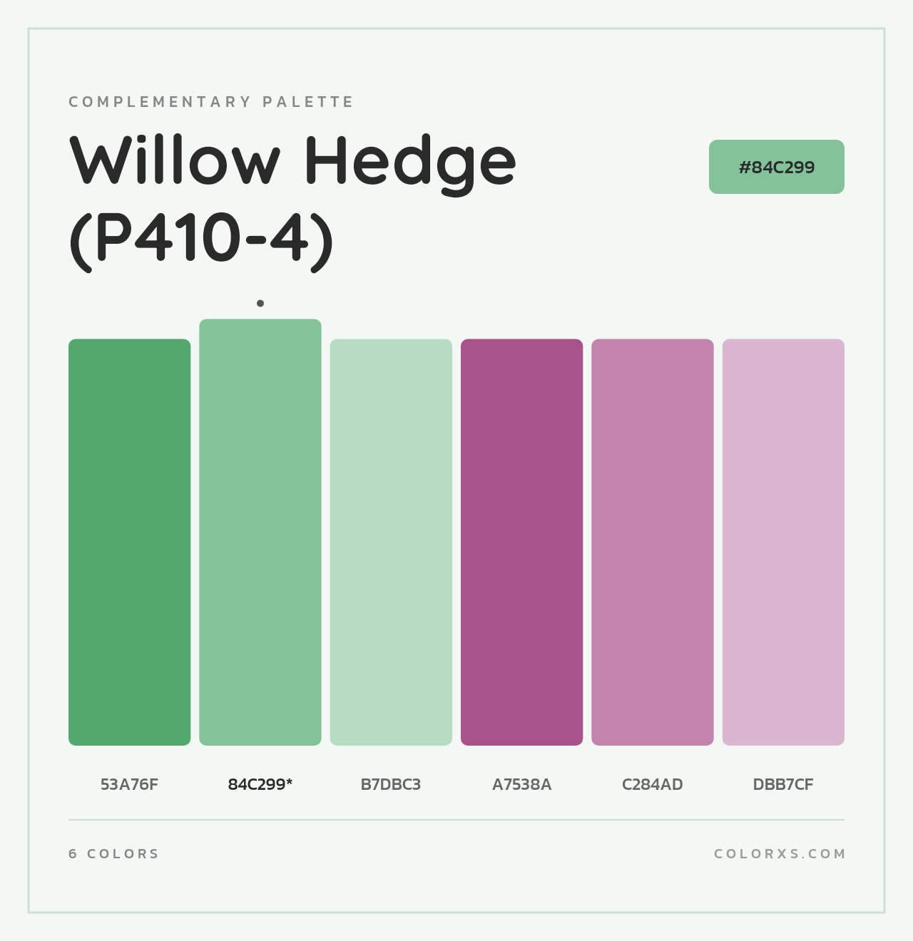 Willow Hedge (P410-4) - Complementary Color Palette