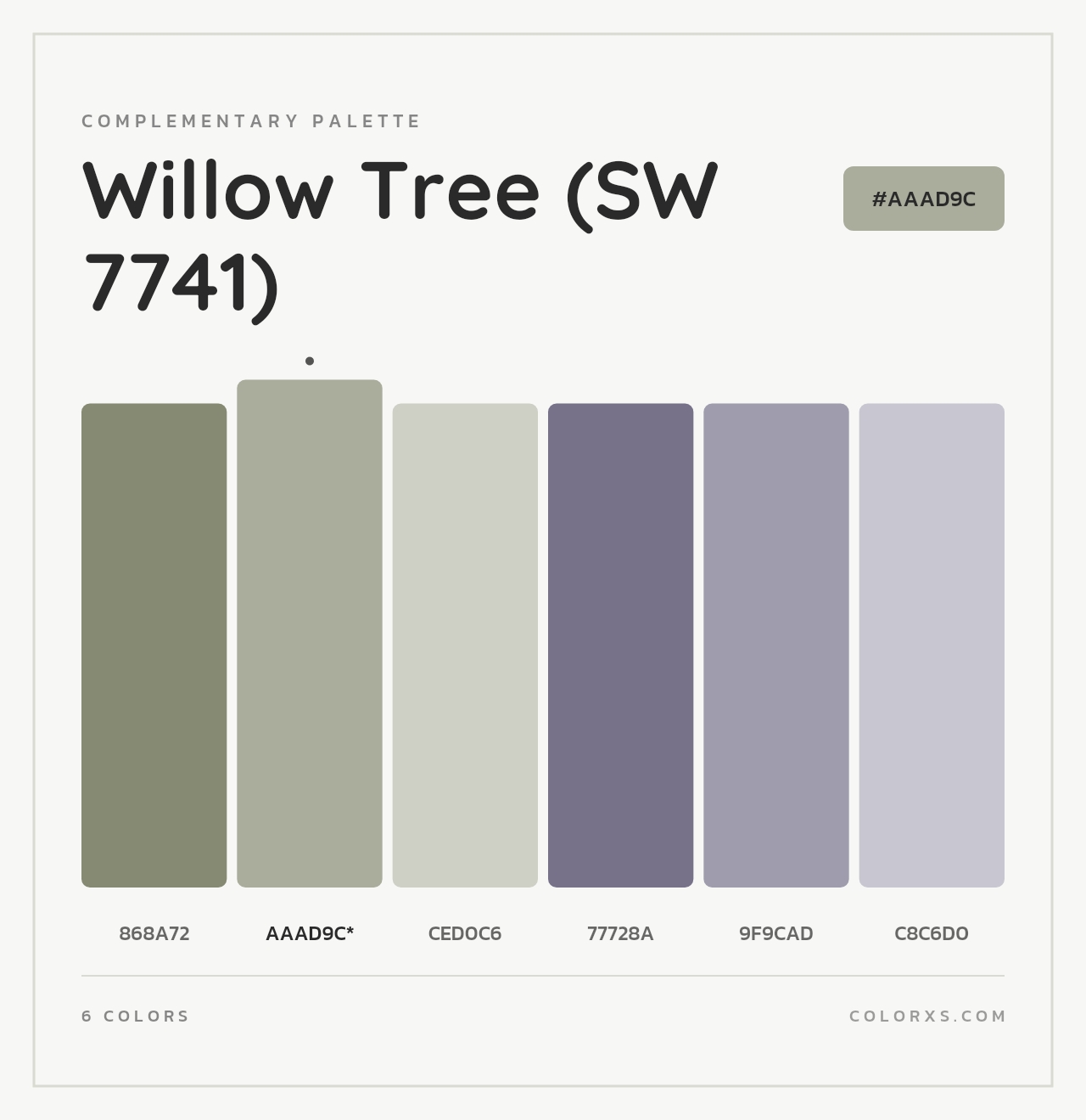 Willow Tree (SW 7741) - Complementary Color Palette