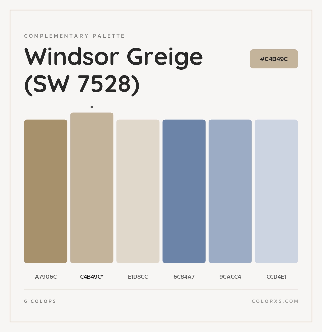 Windsor Greige (SW 7528) - Complementary Color Palette