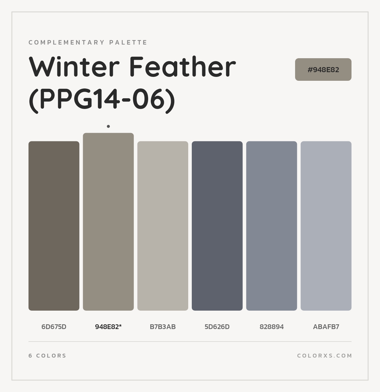 Winter Feather (PPG14-06) - Complementary Color Palette