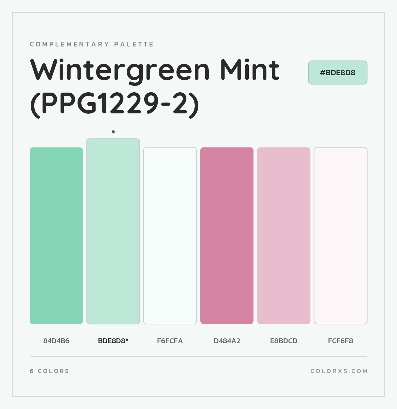 Wintergreen Mint (PPG1229-2) - Complementary Color Palette