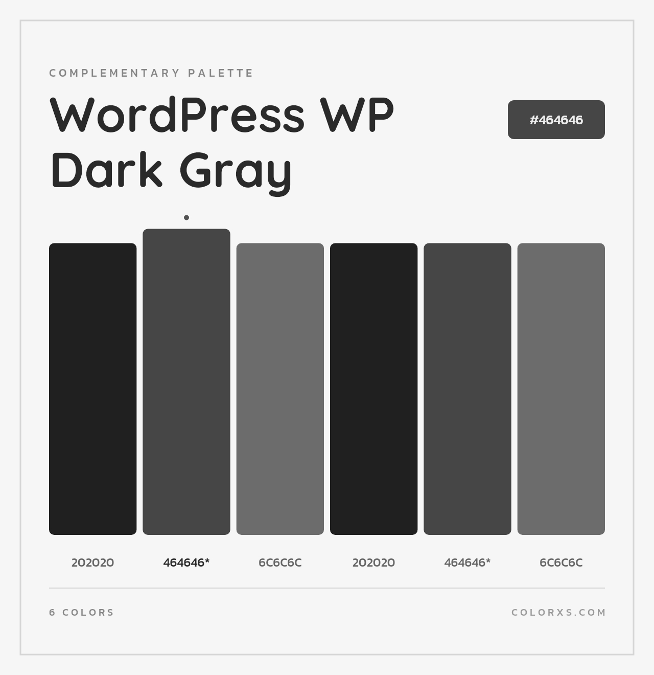 WordPress WP Dark Gray - Complementary Color Palette