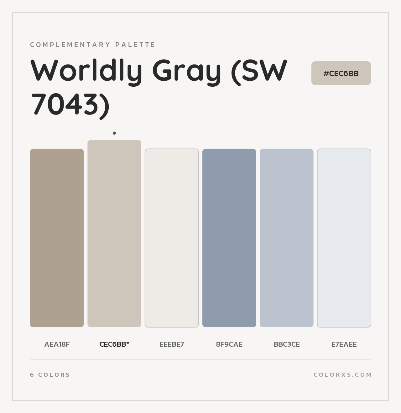 Worldly Gray (SW 7043) - Complementary Color Palette