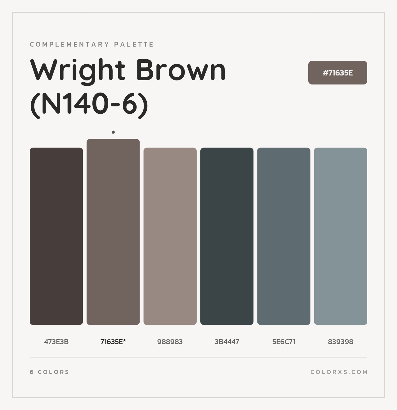 Wright Brown (N140-6) - Complementary Color Palette