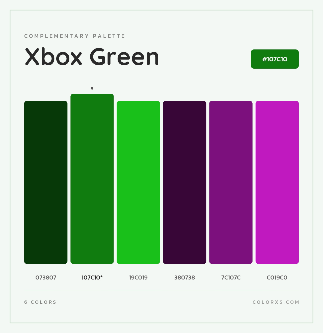 Xbox Green - Complementary Color Palette