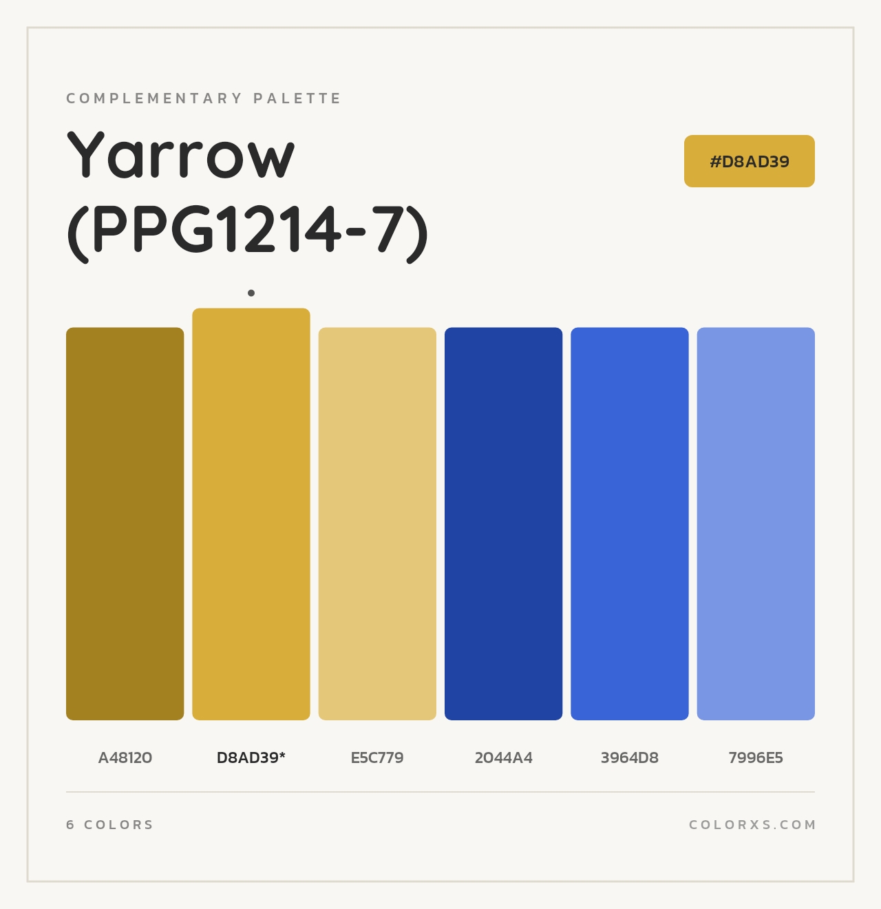 Yarrow (PPG1214-7) - Complementary Color Palette