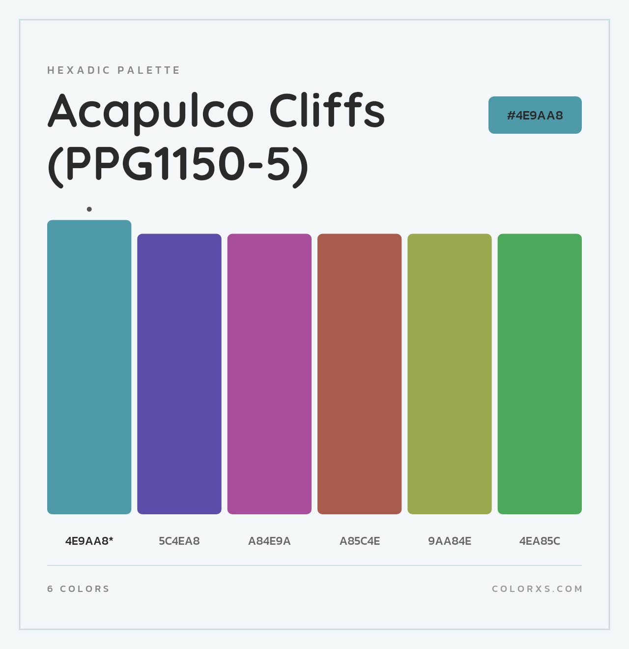 Acapulco Cliffs (PPG1150-5) - Hexadic Color Palette