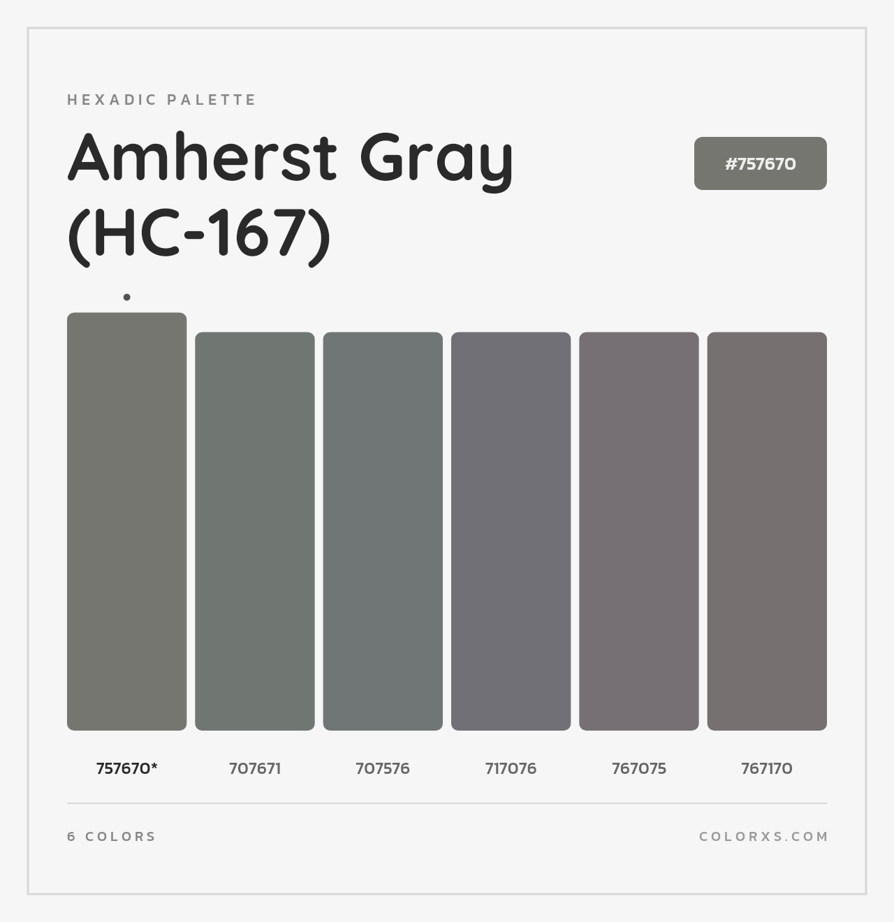 Amherst Gray (HC-167) - Hexadic Color Palette