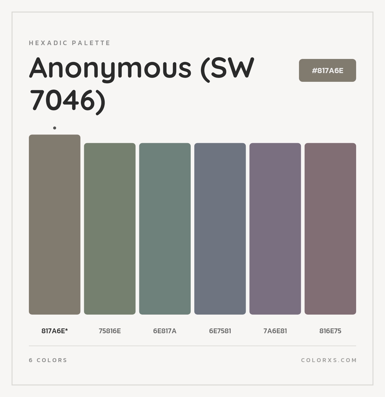 Anonymous (SW 7046) - Hexadic Color Palette