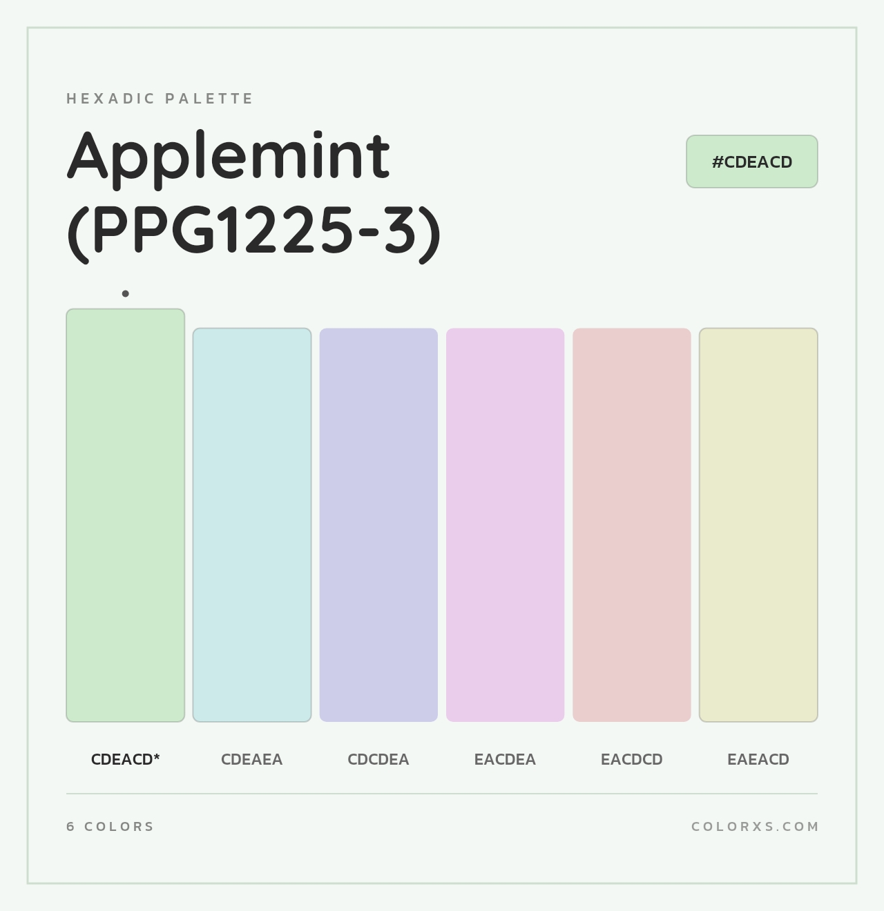Applemint (PPG1225-3) - Hexadic Color Palette