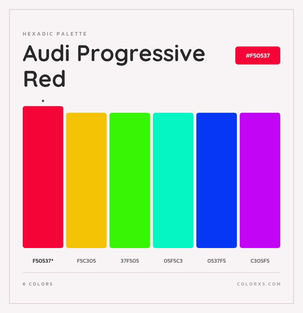 Audi Progressive Red - Hexadic Color Palette