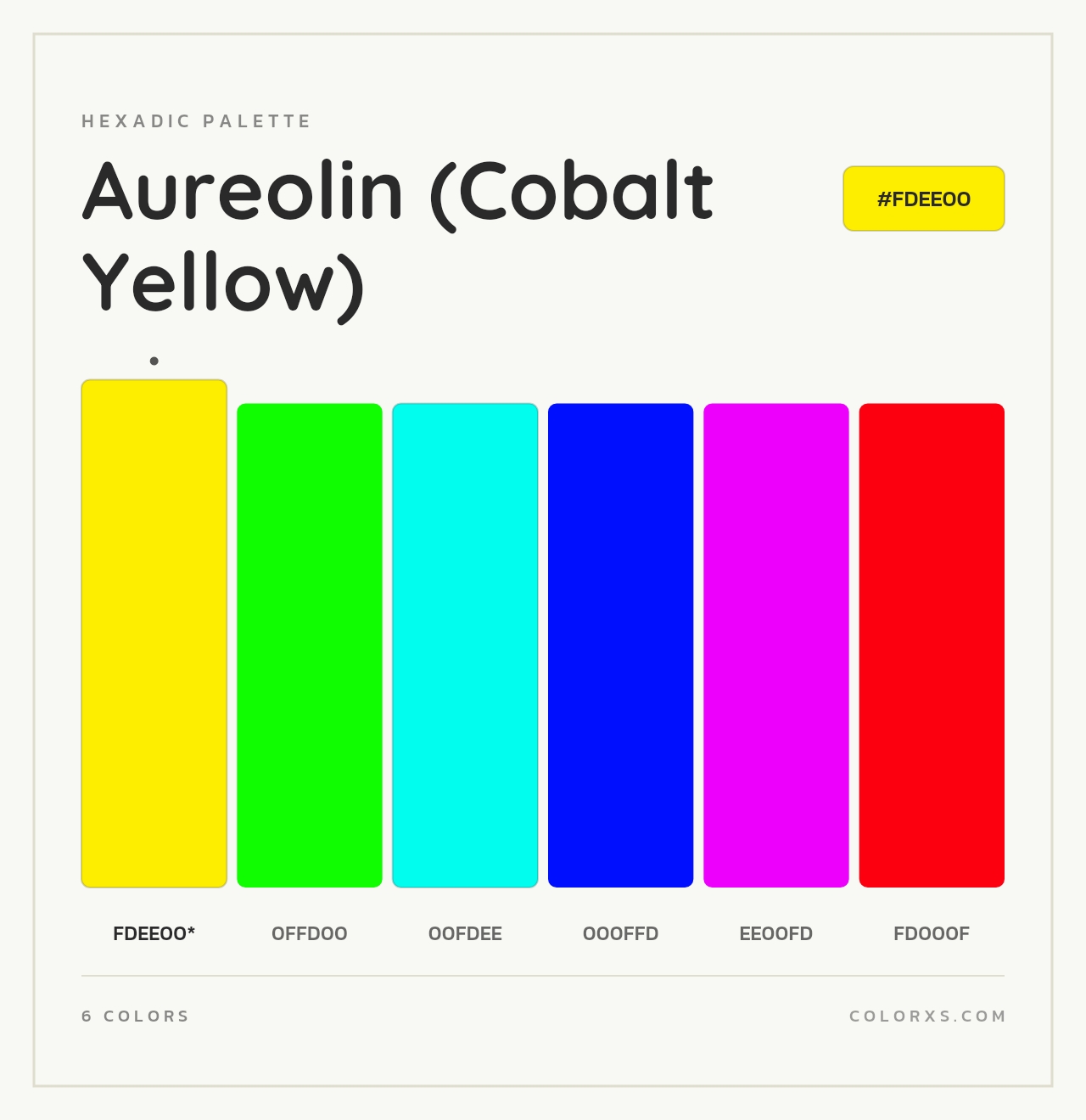 Aureolin (Cobalt Yellow) - Hexadic Color Palette
